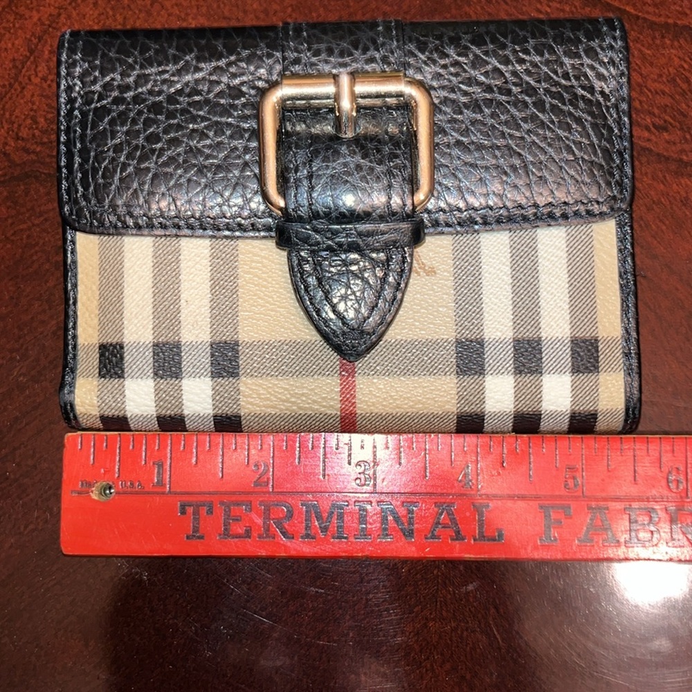 Burberry black leather trim canvas bifold wallet - Picture 12 of 13